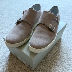 G. Brown Jaxon Suede Monk Strap Shoe, Men’s size 12, Taupe